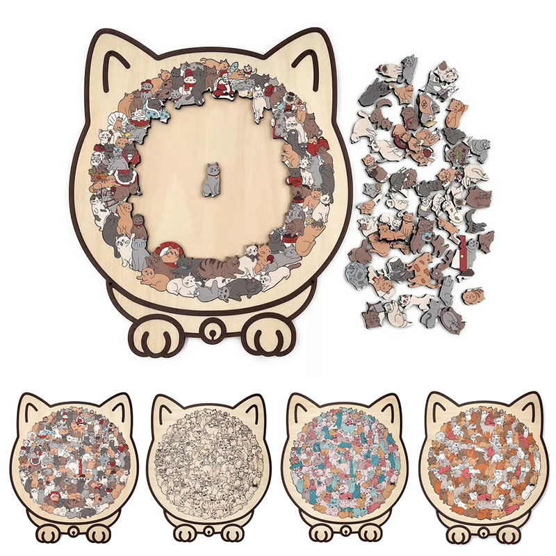Woodworking Jigsaw - 135-Piece Puzzle Kayu Bentuk Kucing Warna