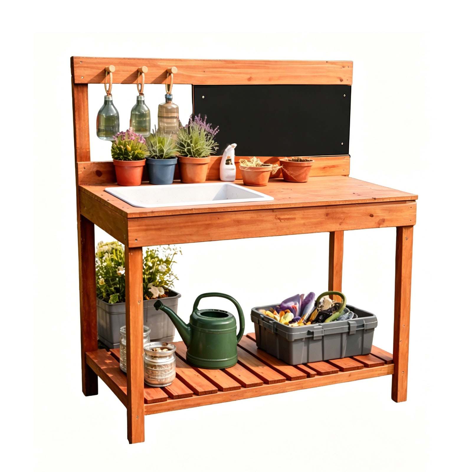 Woodworking Workbench - Meja Pot Tanam Kayu untuk Anak-anak,