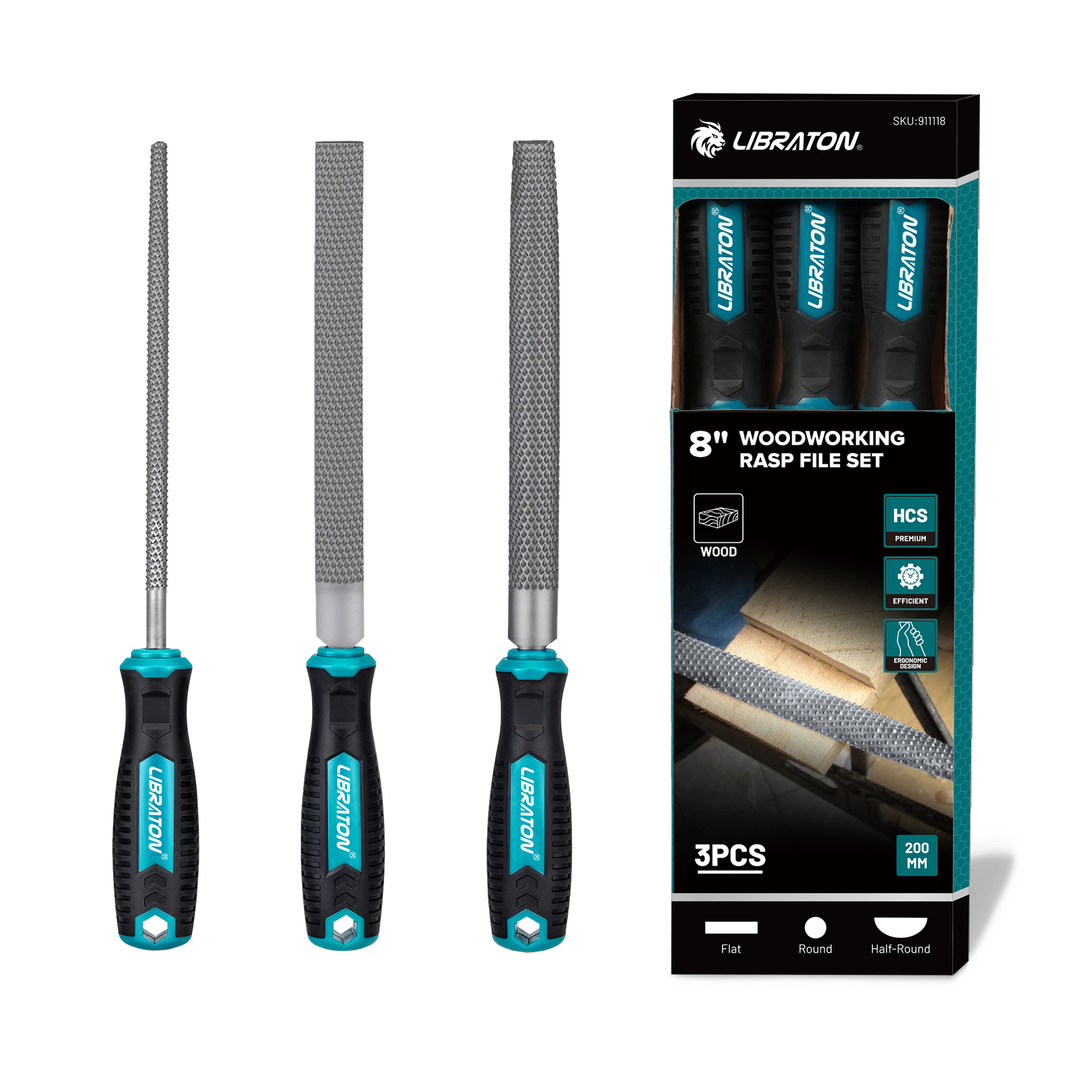 Woodworking Files And Rasps - LIBRATON 3PCS Set Kikir Kayu 8
