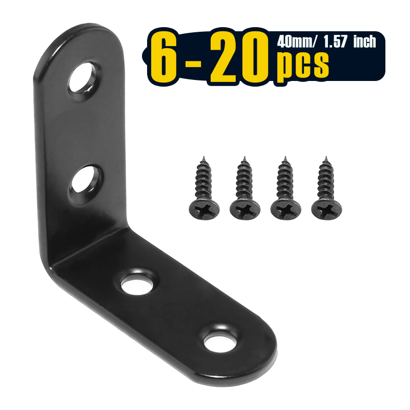 6-20 Buah Braket Sudut Hitam L - Woodworking Joints ulasan dan harga