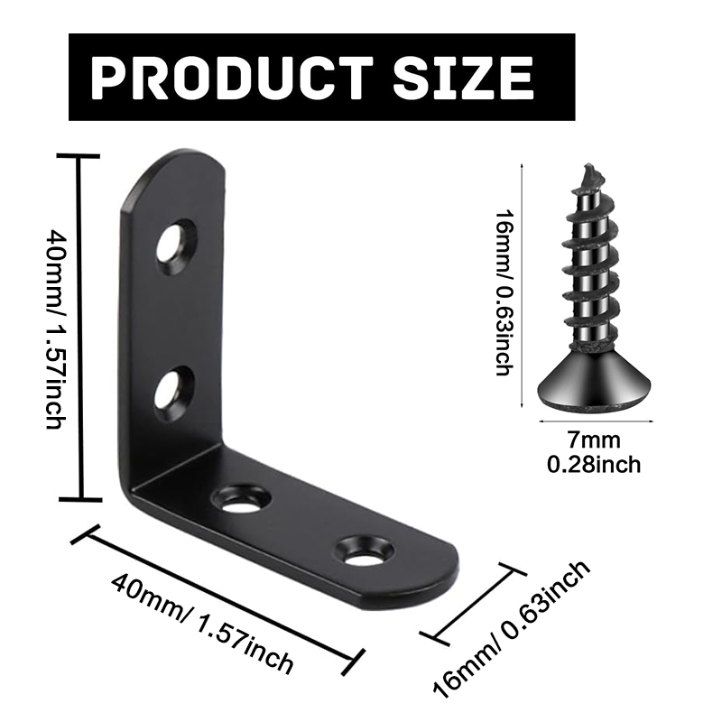 6-20 Buah Braket Sudut Hitam L - Woodworking Joints ulasan dan harga