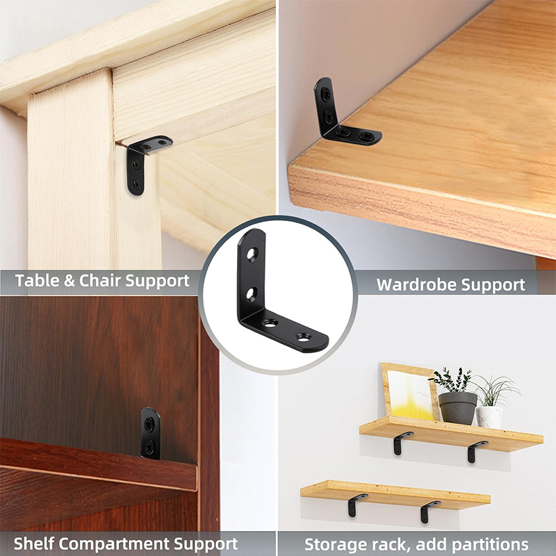 6-20 Buah Braket Sudut Hitam L - Woodworking Joints ulasan dan harga